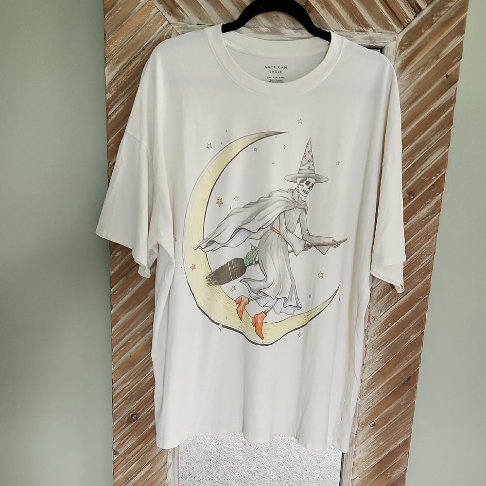 American Eagle Outfitters Cream Crew Neck Tee